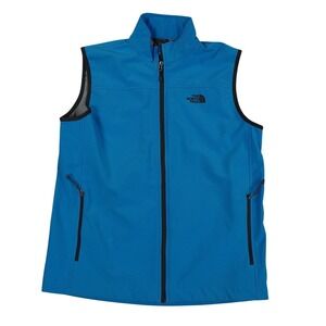 North Face Troglo Softshell Vest Men Medium Athens Blue Polartec Fleece Lined